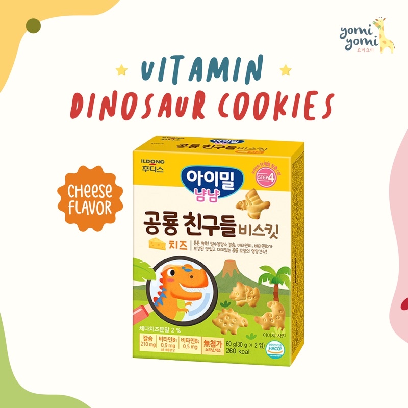 YumYum Vitamin Dinosaur Cookies/Korea Baby Snack/Baby Cookies