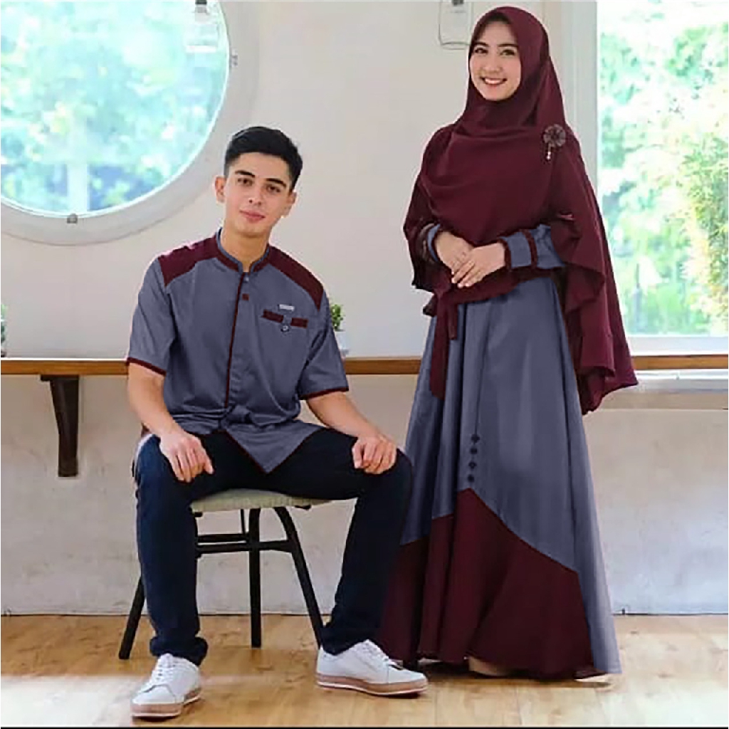 R.A - SAMAWA CP COUPLE SET SYARI Fashion Baju Pasangan Muslim TERLARIS Stelan Muslim Terpopuler-1
