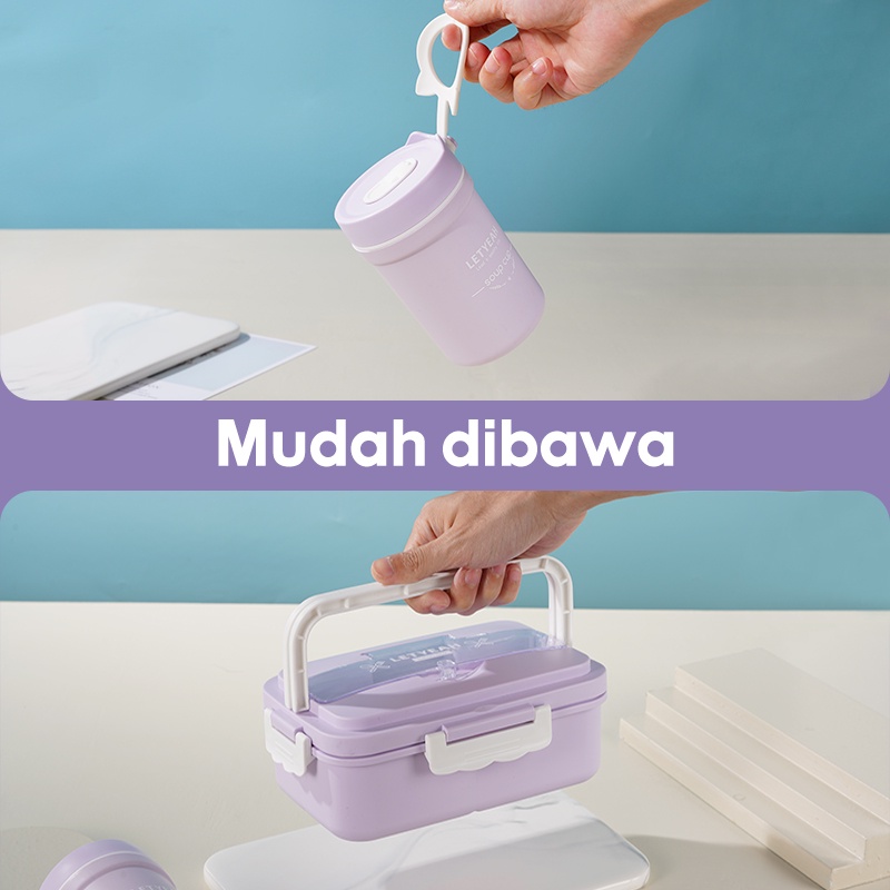 Letyeah &amp; Anantagt Kotak Makan Bekal set tas portable Anti Bocor/lunch box set dan Kotak Sup