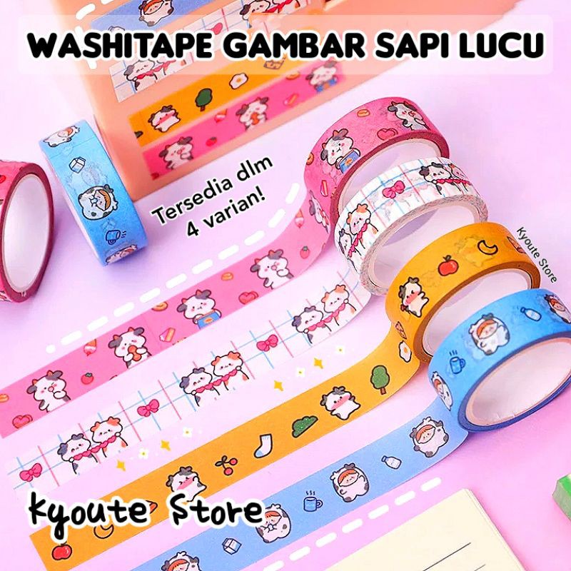 

Washi Tape / Maskkng Tape / Solatip Hewan Sapi Lucu Cute Cow Dekorasi Journal Scrapbook Planner