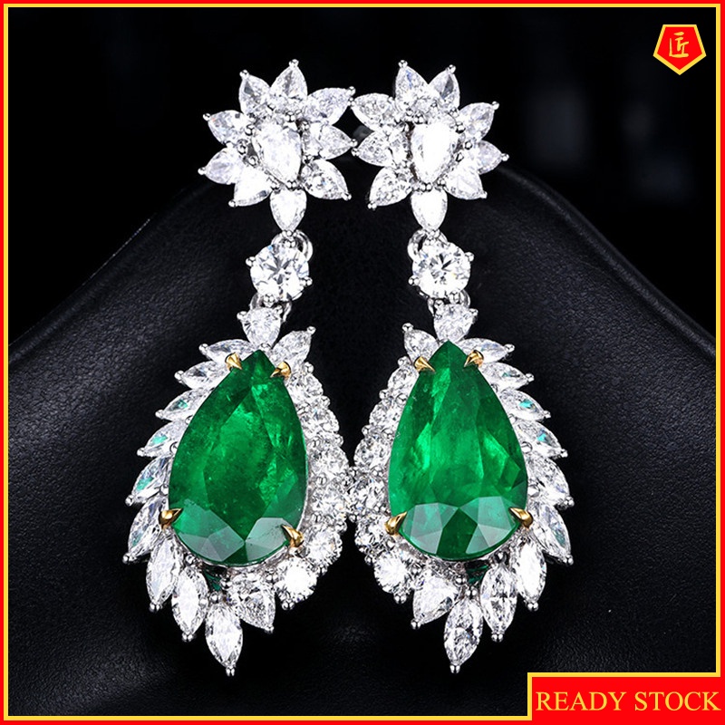 [Ready Stock]Luxury Fashion Colored Gems Earrings Exaggerated