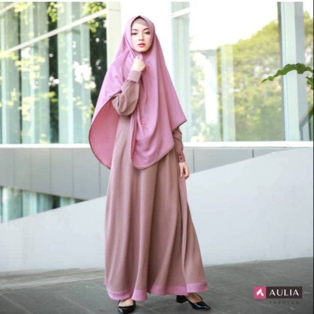 Gamis aulia azeeza khaki dusty