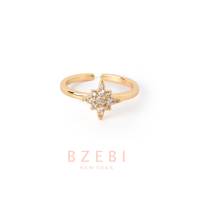 Bzebi Star Cincin Emas 18k Dapat Disesuaikan Gaya Korea Dengan Kotak 1028r Untuk Aksesoris Wanita