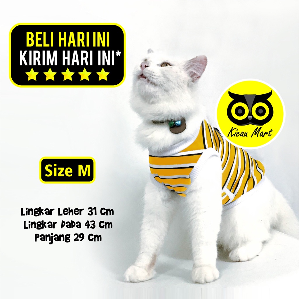 Baju Kaos Kucing Anjing Sempati Motif Garis Kaos Singlet Kitten Anabul Puppy Tank Stripe Ukuran M Medium Pet Shirt Pakaian Musim Panas Anjing Kelinci Monyet Lucu Murah