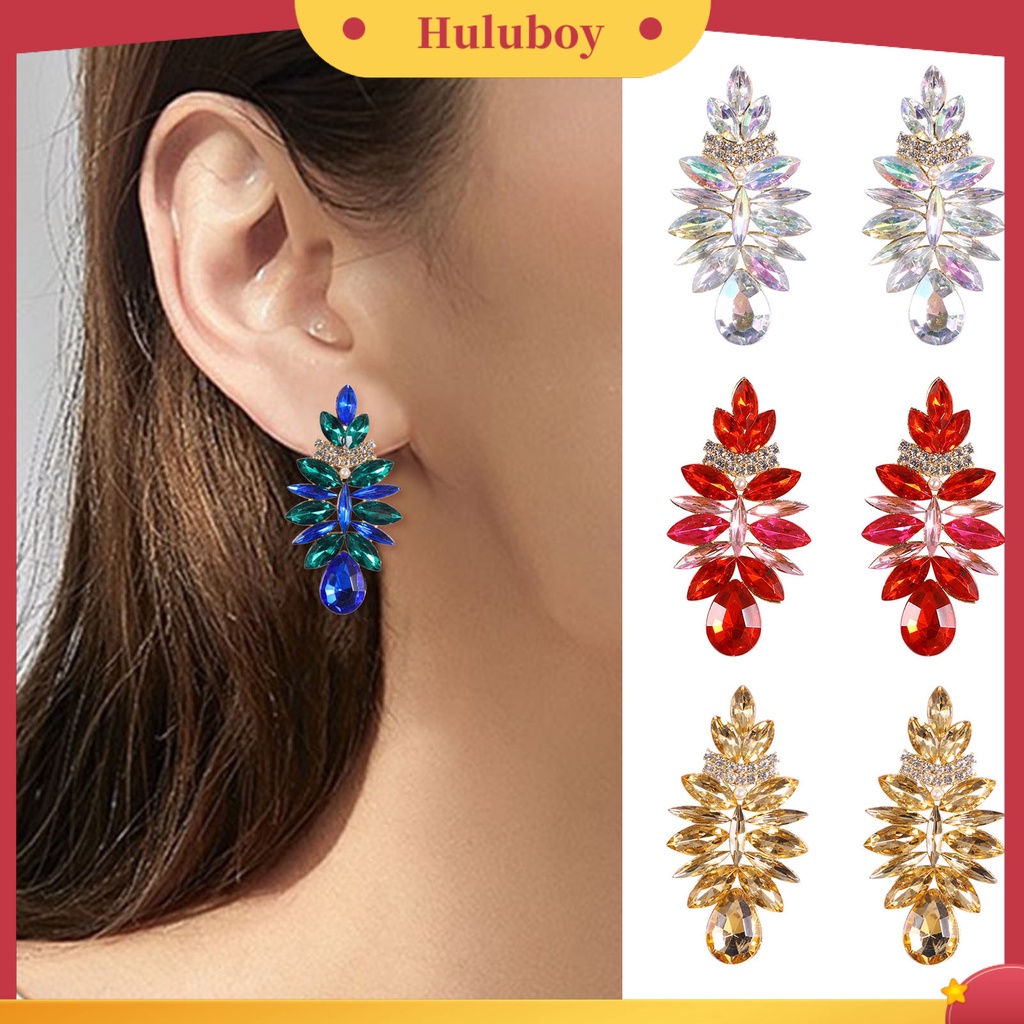 Hu Hu Hu Hu Hu Alat Bantu Pasang Kacamata♡ 1 Pasang Anting Stud Bentuk Water Drop Aksen Berlian Imitasi Untuk Wanita