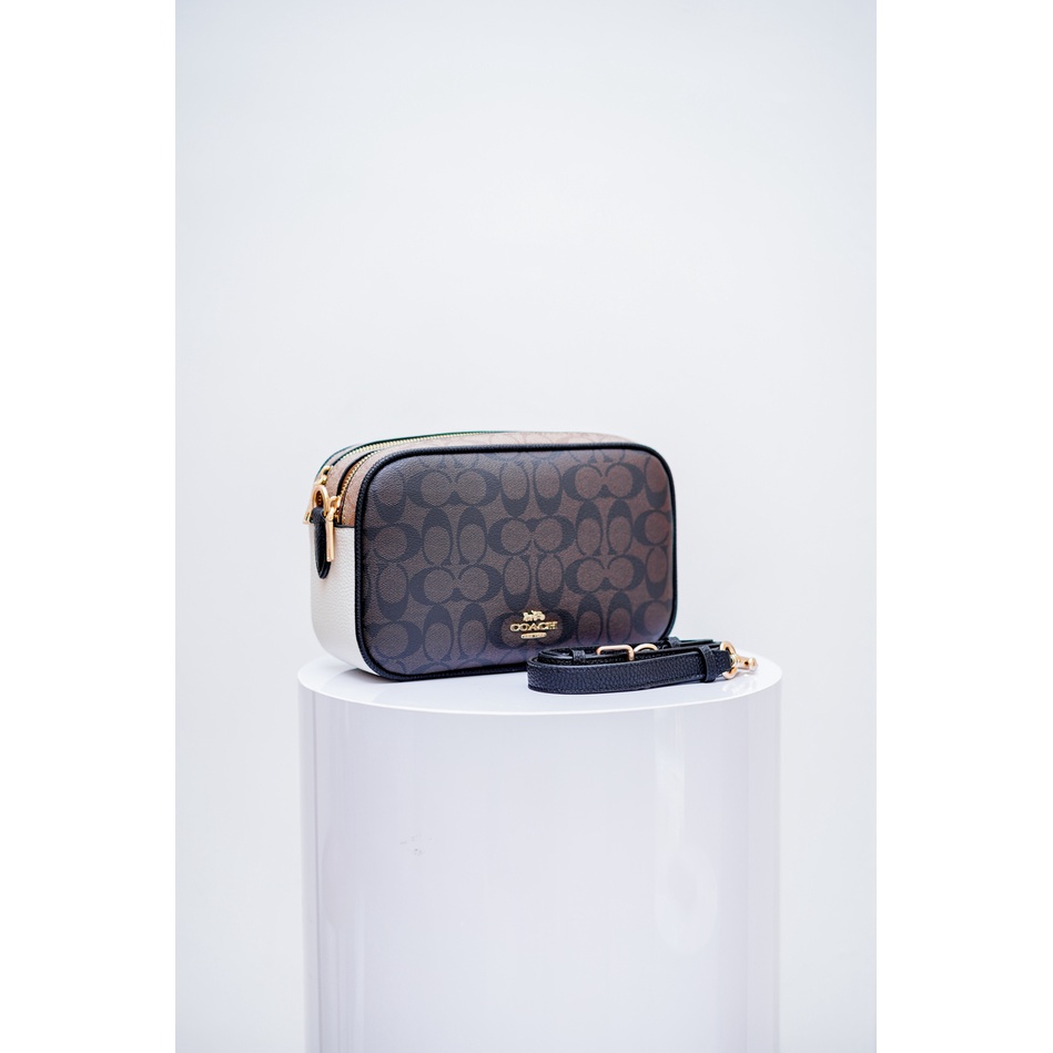 Coach Double Zip Camera Bag - Brown White [100% Original]