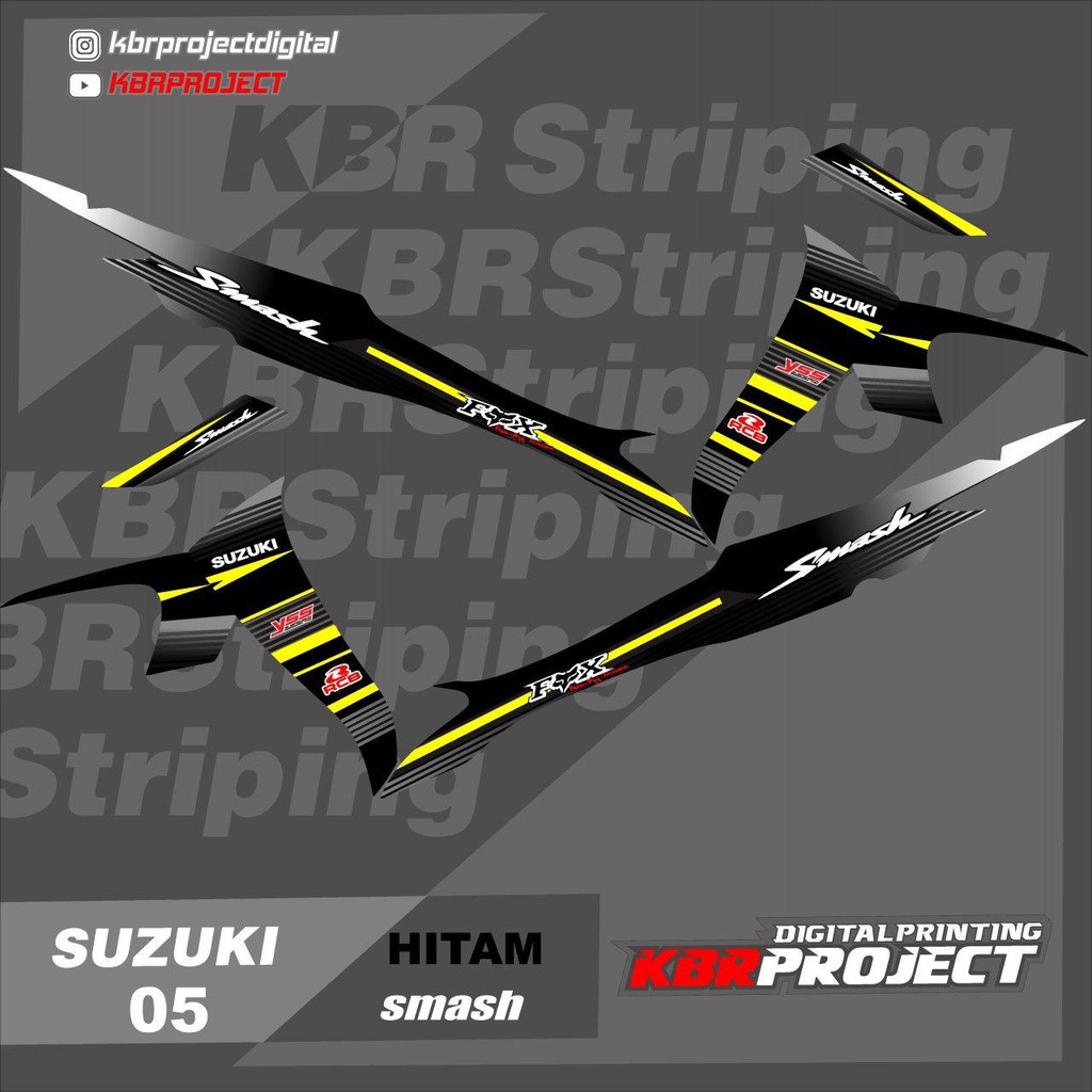 (cod) stiker motor smash sticker striping variasi list motor suzuki smash Racing smash kbr 05