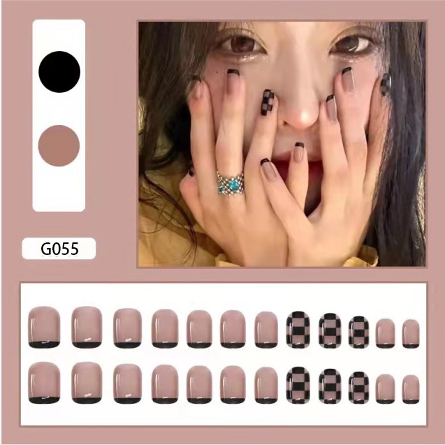 3D Kuku Palsu 24pcs/(FREE LEM)Set DIY Instant Nail Art Fake Nails Bridal Wedding Akrilik/24 pcs Kuku Palsu 3D / Stiker Kuku Palsu / Kuku Palsu Premium With Box/ Pemoles Kuku-G055
