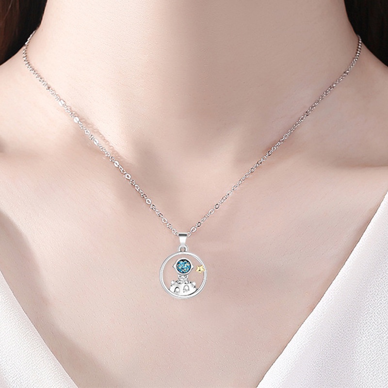 2pcs Kalung Liontin Bentuk Hati Tanduk Astronot Magnetik Untuk Hadiah Valentine