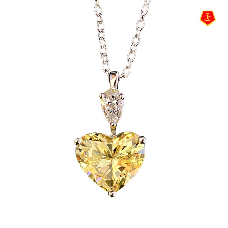 [Ready Stock]Simple Personality Yellow Zircon Pendant Temperament Entry Lux Niche