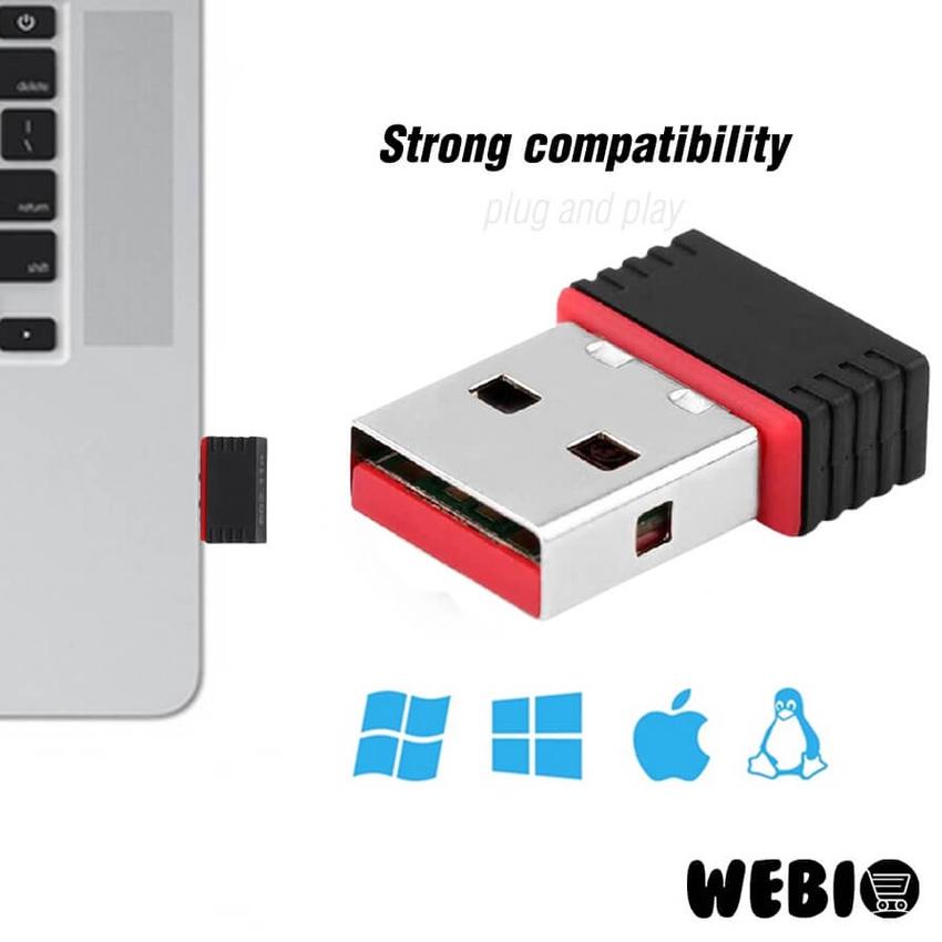 ♠ USB WiFi Adapter Dongle Wireless Mini Receiver PC Laptop Komputer Donggle WiFi Eksternal 802.11n 1