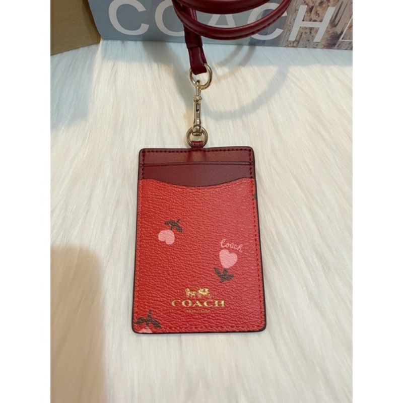 

SALE‼ Coach Red Heart Floral Lanyard || Name Tag || ID Card Holder