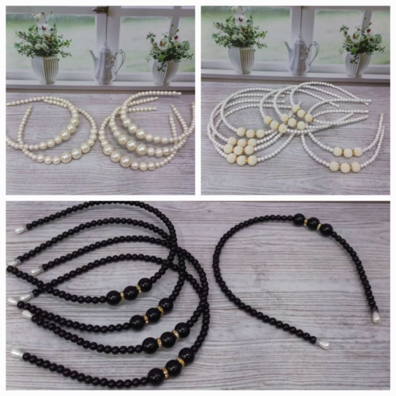 Bando Rambut Bando Mutiara Hitam Bando Pearl Bando Rambut