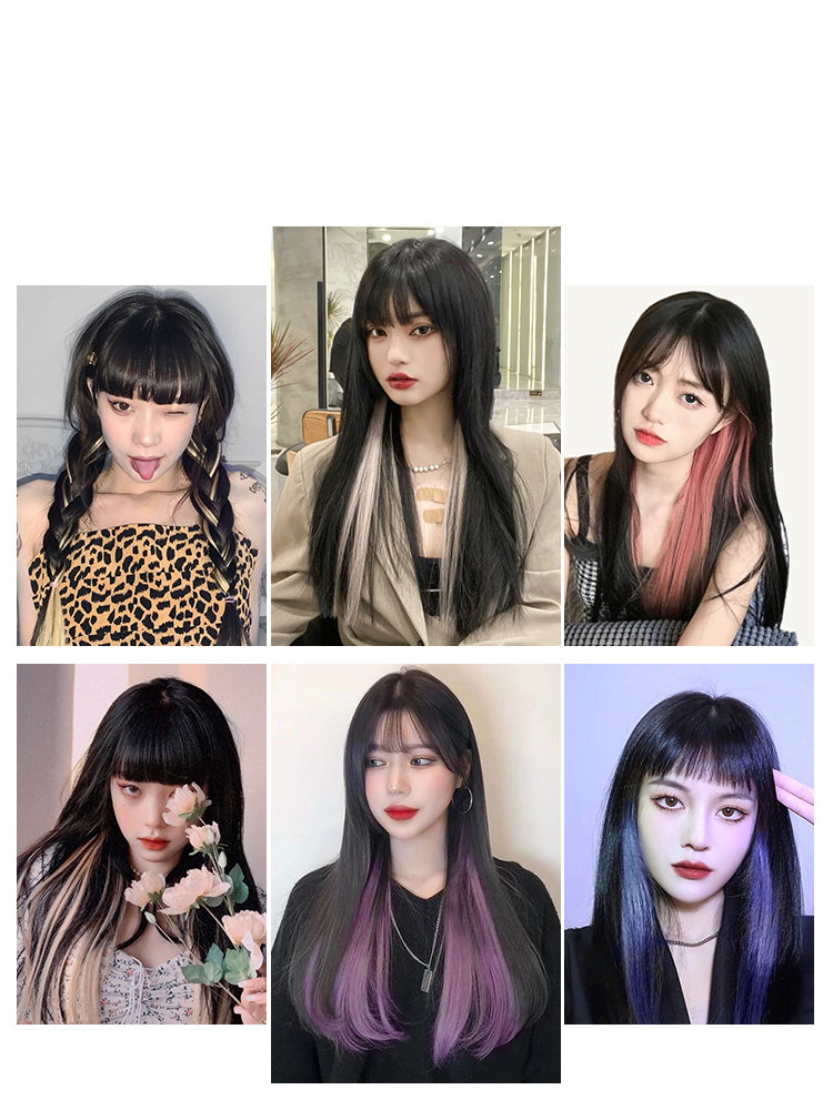 Wig Rambut Pemanjang Rambut Palsu Wanita Warna,Jepit Aneka Desain,Tambalan Lurus hair extension clip