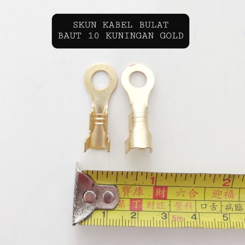 (PER BIJI) SKUN KABEL BULAT BAUT 10 GOLD KUNINGAN