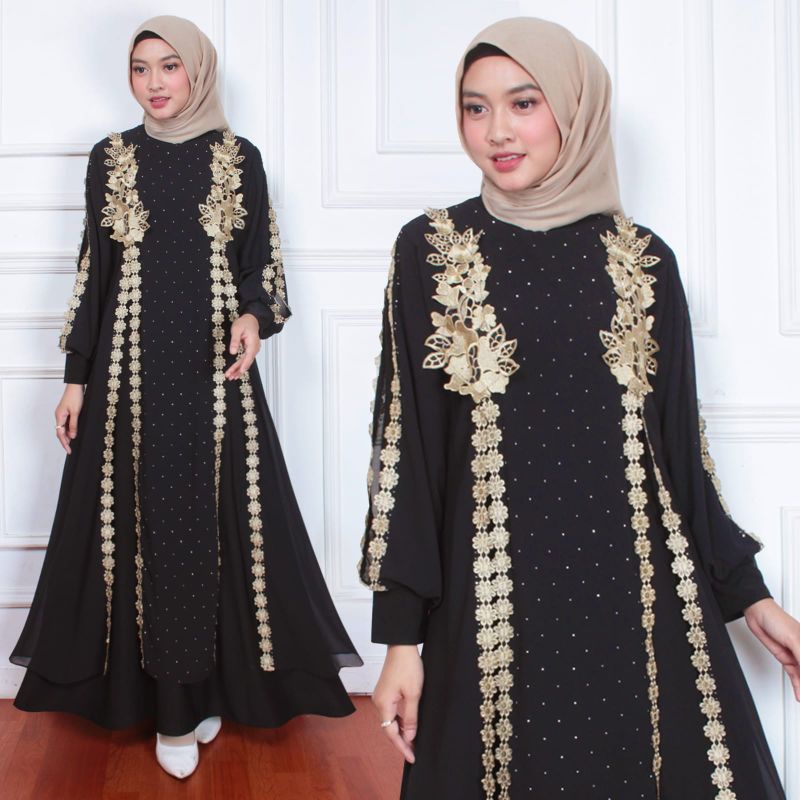 Canami GAMIS ABAYA TURKEY MOTIF BORDIR BUNGA BESAR