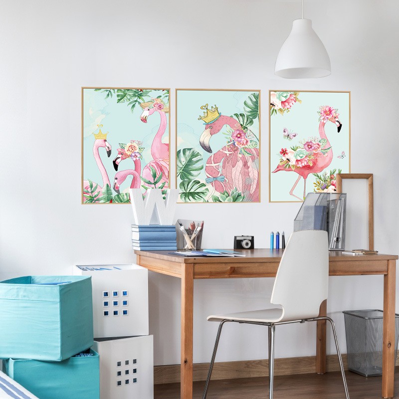 Reliza Wall Sticker Blue Frame Flamingo Stiker Dinding LDR