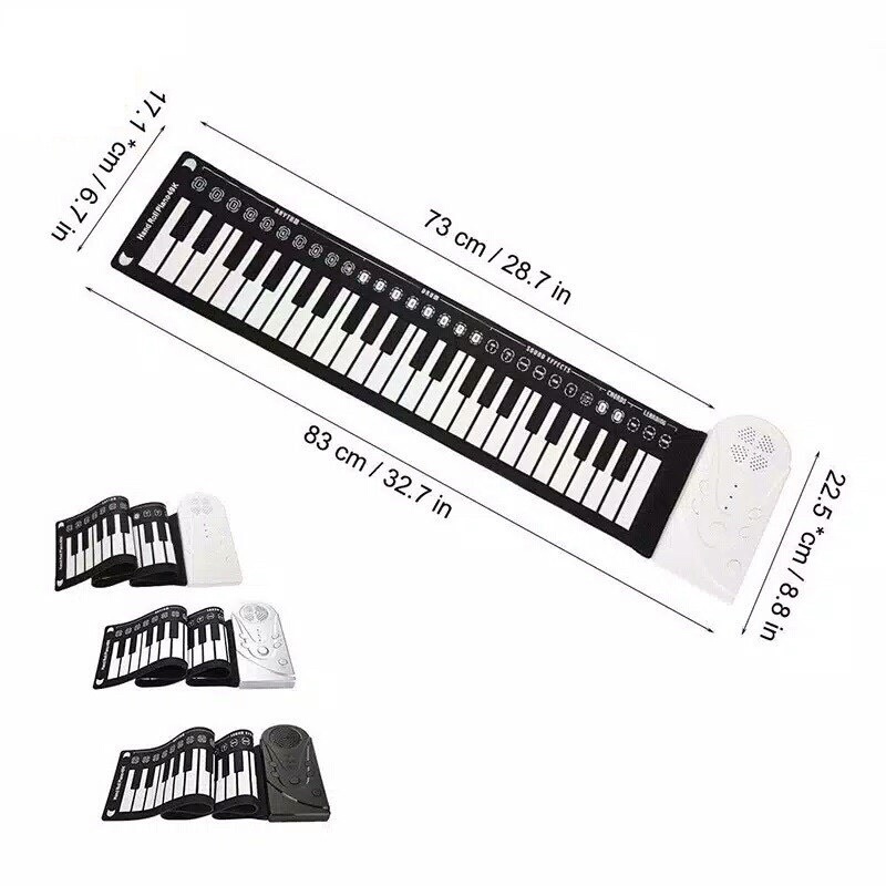 Piano Lipat Portable Music 49 Keys Flexible Silicon Roll Up Electronic Soft Keyboard Music Elektronik Musik