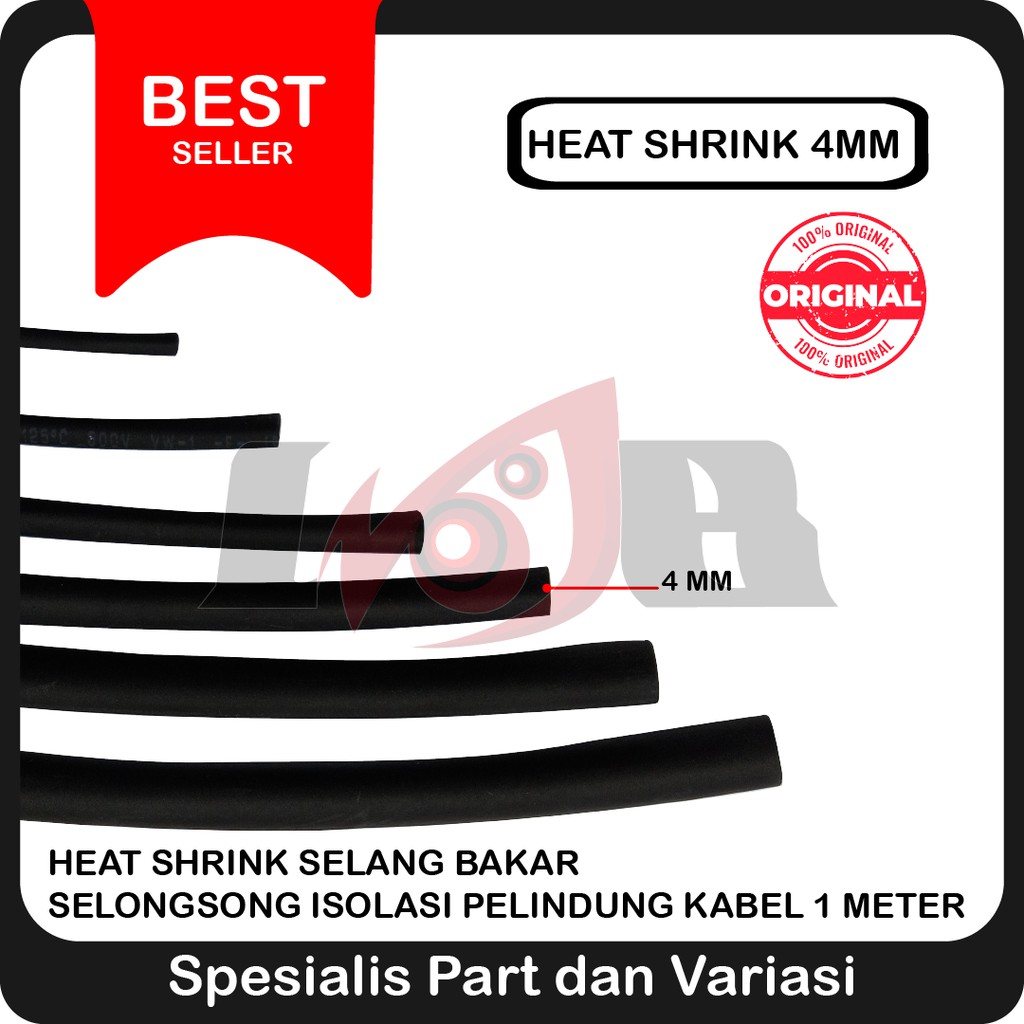 4mm Heat Shrink Selang Bakar Selongsong Isolasi Pelindung Kabel 1Meter