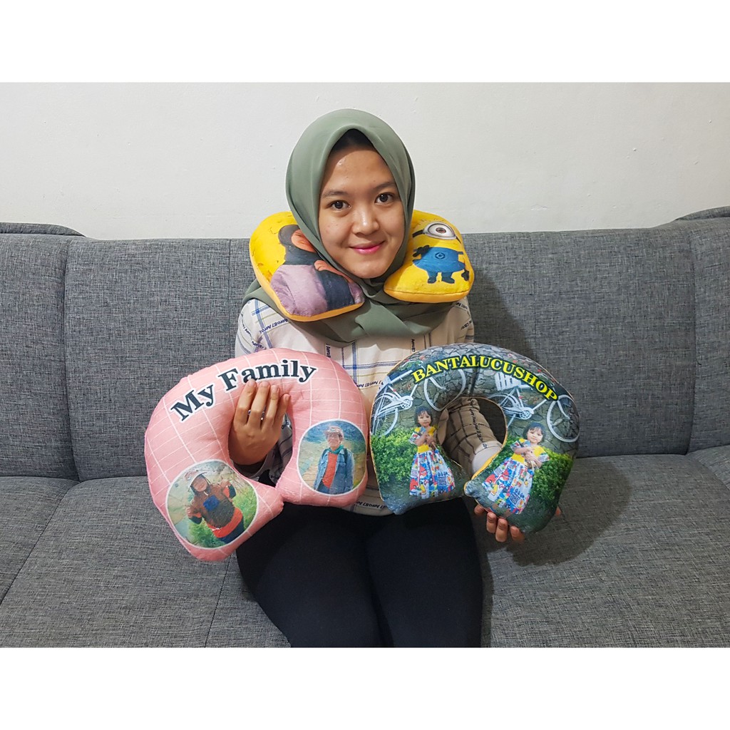 Bantal Leher Foto Custom Bantal Traveling Unik