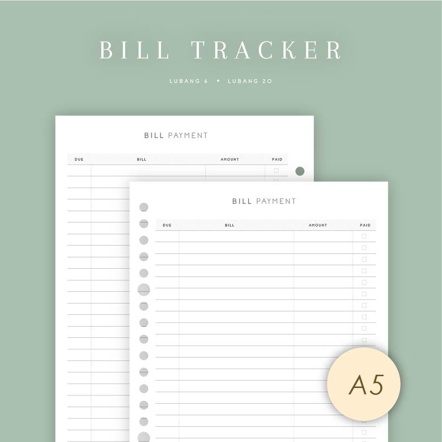 

A5 - Loose Leaf Bill Tracker by Notokata - 8005