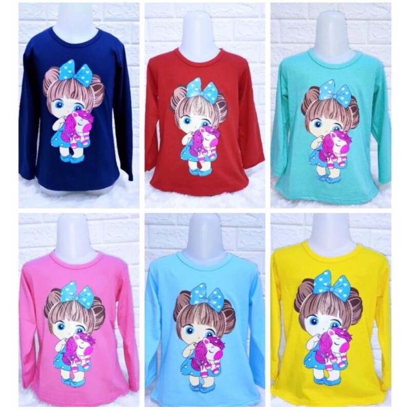 kaos anak cewek unicorn lengan panjang 3-10 Tahun