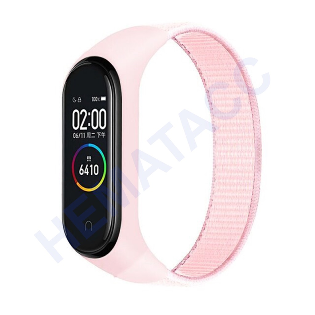 Strap Nylon Mi Band 6 5 4 3 Tali Jam Nilon Xiaomi Smartband M6 M5 M4 M3 OASE-Baby Pink