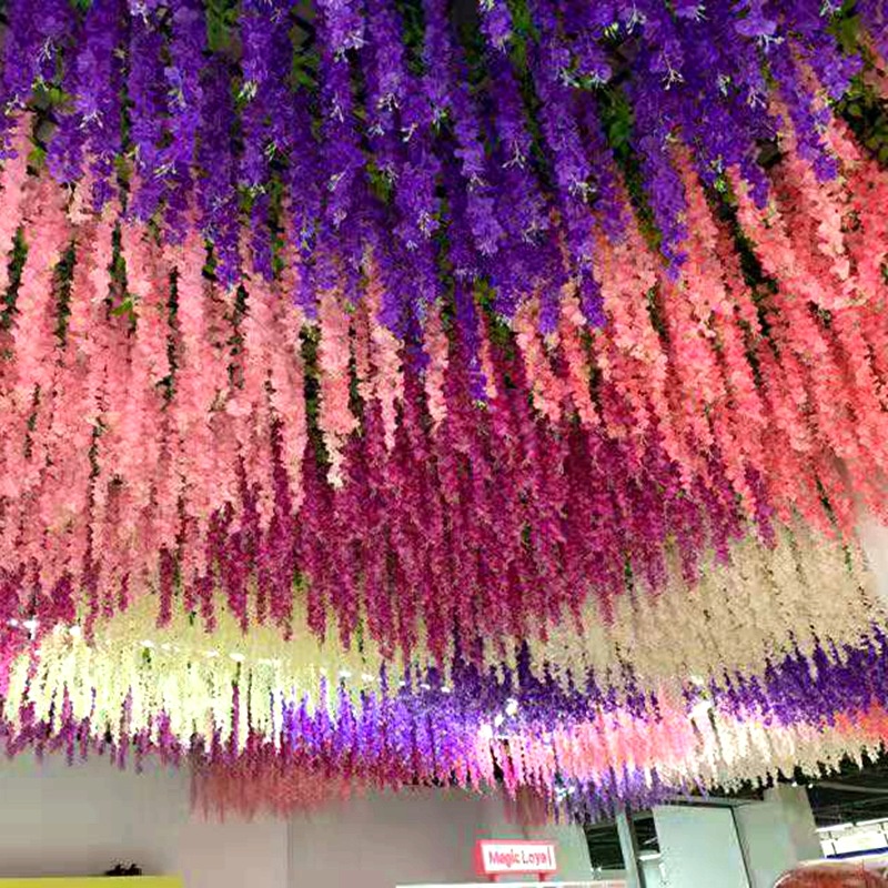 Tanaman Bunga Rambat Hias Bunga Wisteria Plastik Juntai Gantung Ornamen Pajangan Dekorasi Rumah Indoor Artificial Flower Satu7an PBP102