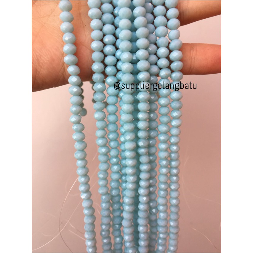 kristal Ceko Doff 6mm BIRU LAUT aquamarin cristal payet monte hiasan akeseoris craft fashion grosir