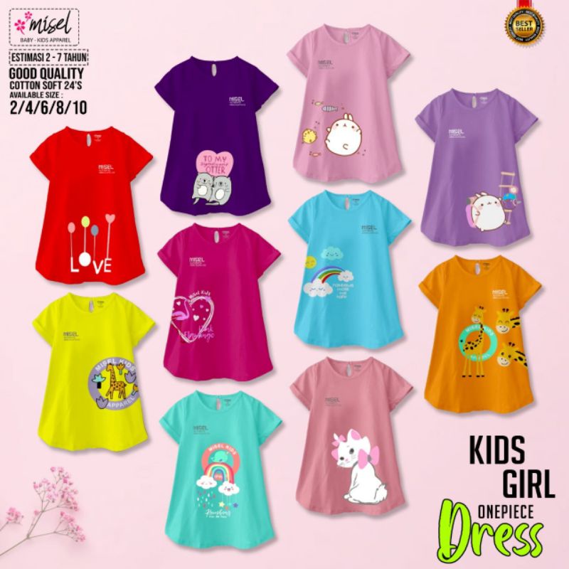 PILIH WARNA Dress Anak MISEL 1-8 Tahun ONEPIECE DRESS