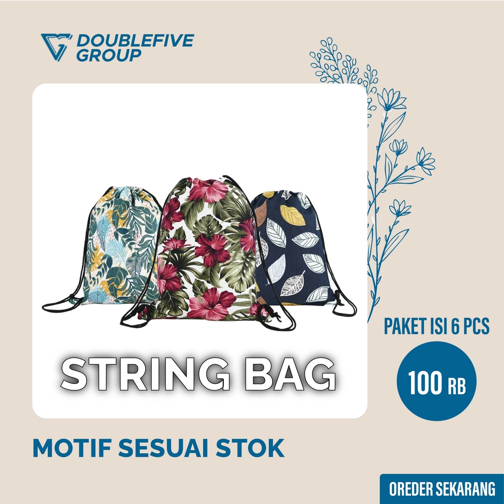 Tas Serut Gymsack Kanvas Motif 100 Ribu Dapat 6 PCS