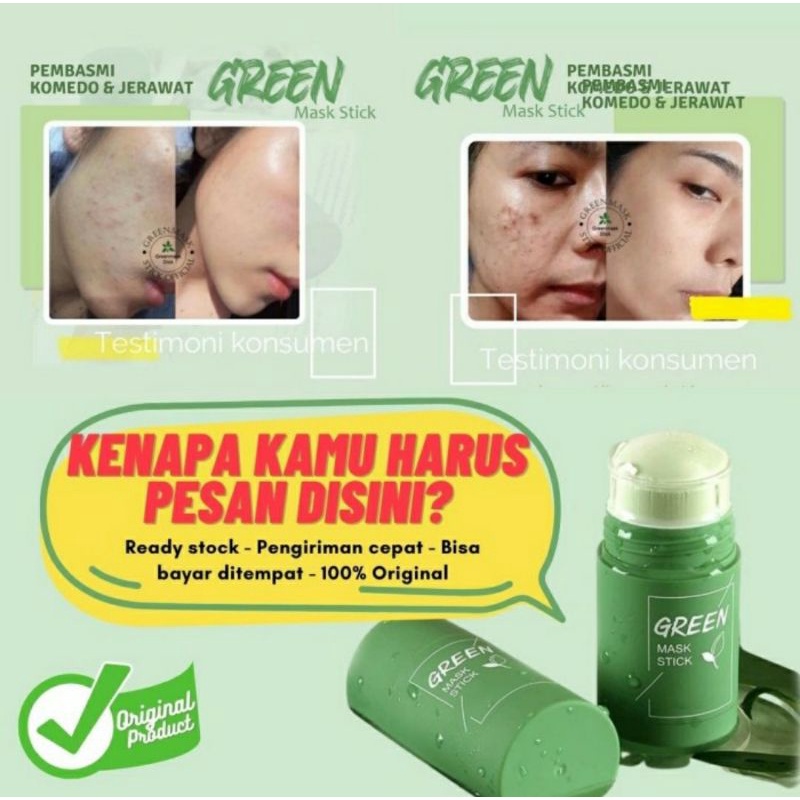MEIDIAN Green Tea Mask Cleansing Clay Stick Masker Wajah Pembersih Komedo Mengangkat Sel Kulit Mati 