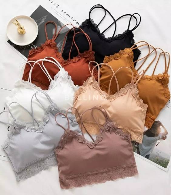 Bralette Rajut Renda Bra Import T1933 Tanpa Kait Belakang Busa Bisa Dilepas Freesize Tanpa Kait Bra