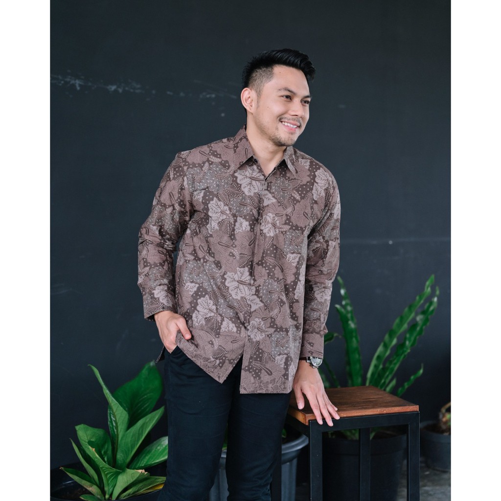 KEMBANG SEPATU Baju Batik Pria Lengan Panjang Modern Terkini Reguler Fit Full Furing Original Prabus