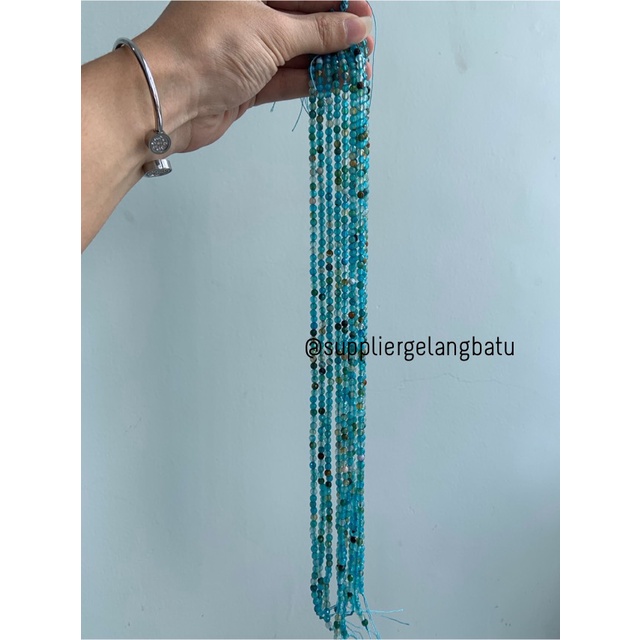 batu aquamarine serat FACETED BEADS 4mm cutting bahan gelang kalung