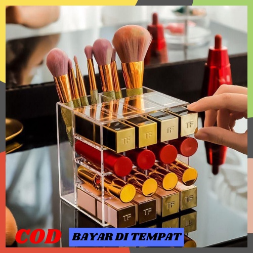 SS-AL303 Rak Lipstick 16 Slot Acrylic Rak Tempat Lipstick High Quality Impor