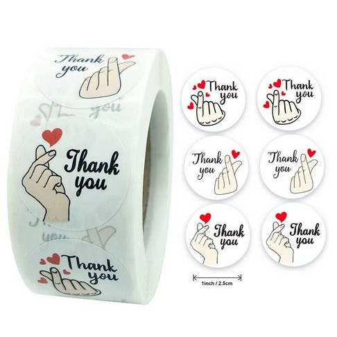 Paper Tags - 1&quot; White Round &quot;Thank You&quot; Love Sign Sticker (10 pcs)