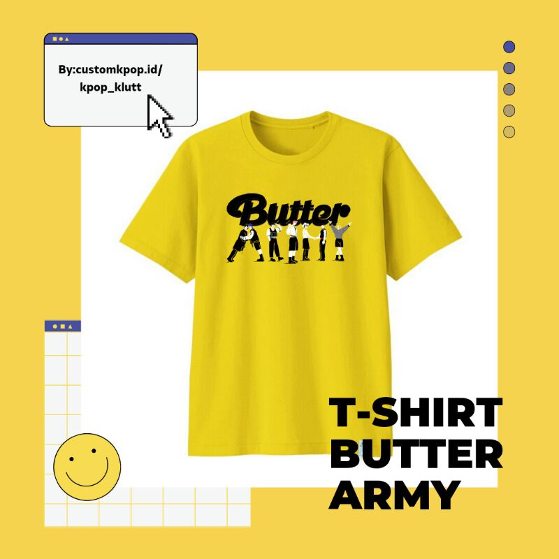 KAOS BTS BUTTER ARMY WANITA BAJU BTS KATUN COMBED 20S UNISEX UNTUK ANAK REMAJA DEWASA