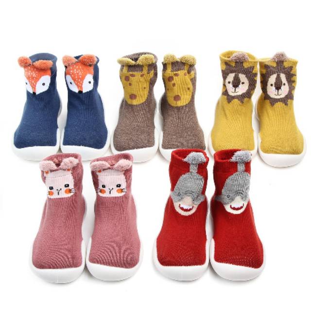 Premium Skidder Prewalkers Shoes Sepatu Bayi Alas Karet Antislip Kaos Kaki Sepatu Bayi Laki Laki Cowok Perempuan Baby Newborn Belajar Berjalan Sepatu anak 1 Tahun Prewalker Shoes ANIMAL