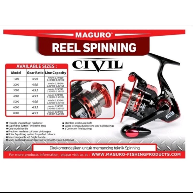 reel maguro civil 2000 3000 4000 5000 6000 8000