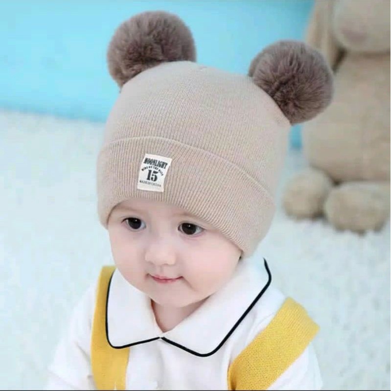 4.4 Kupluk Bayi DC Kids Topi Rajut Pompom Usia 0-3 Tahun