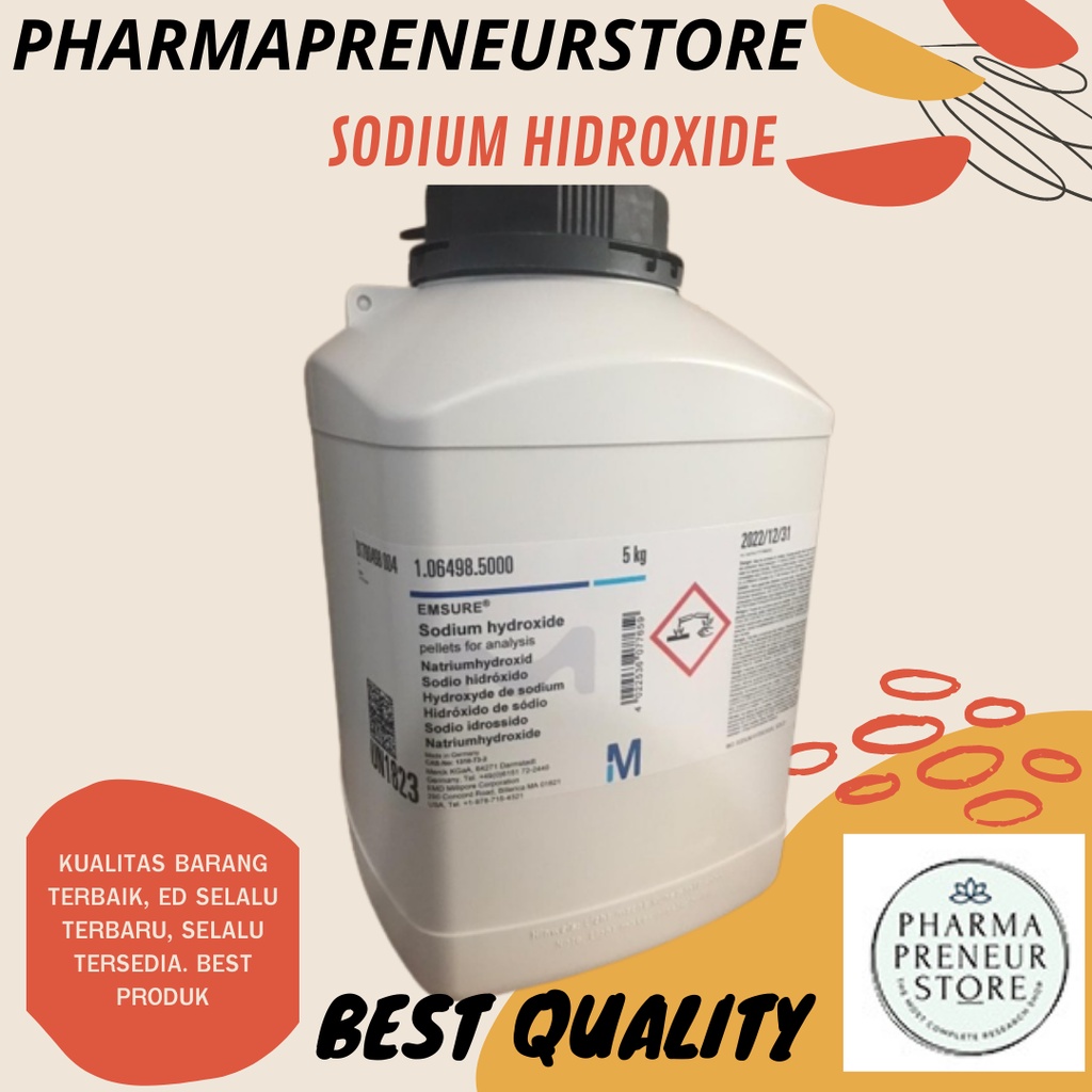 SODIUM HIDROXIDE / SODIUM HIDROKSIDA PRO ANALISA 20 GRAM KEMASAN MERCK BEST QUALITY