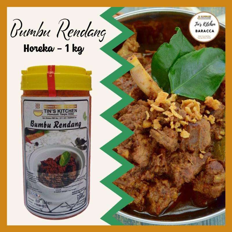 

Bumbu Rendang 1kg Tins Kitchen - Rasa Asli Padang - Kemasan HOREKA 1kg - Serasa Makan di Restoran