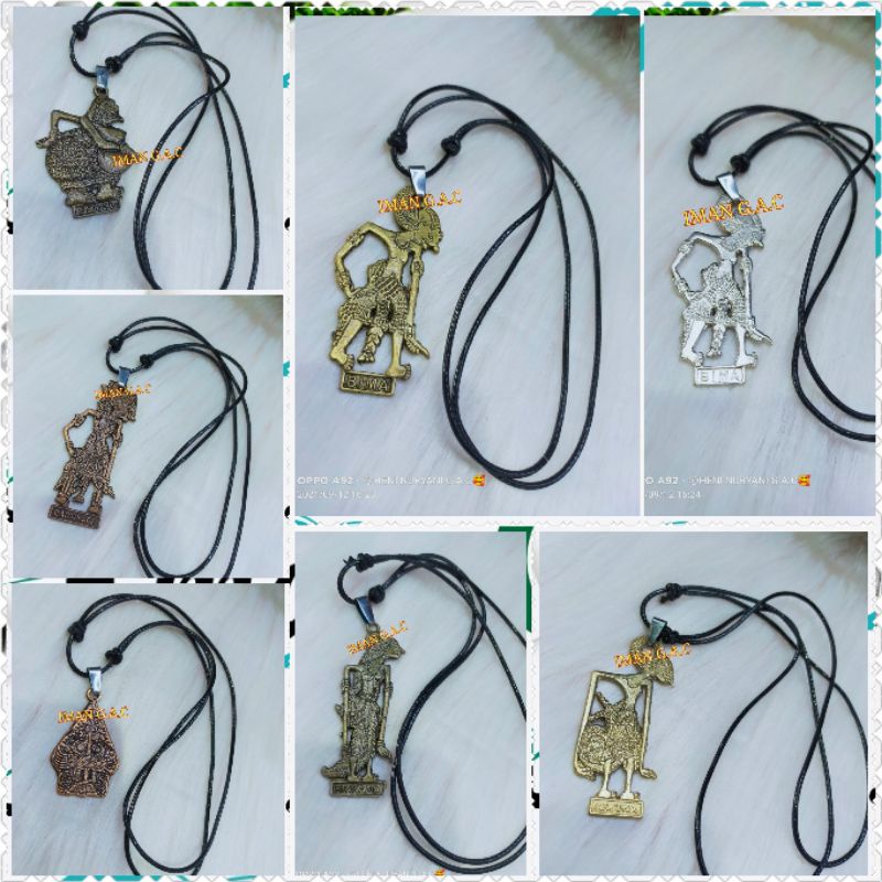 grosir 6pcs_12pcs kalung+liontin wayang,semar,serikandi dll/kalung wayang tali import korea