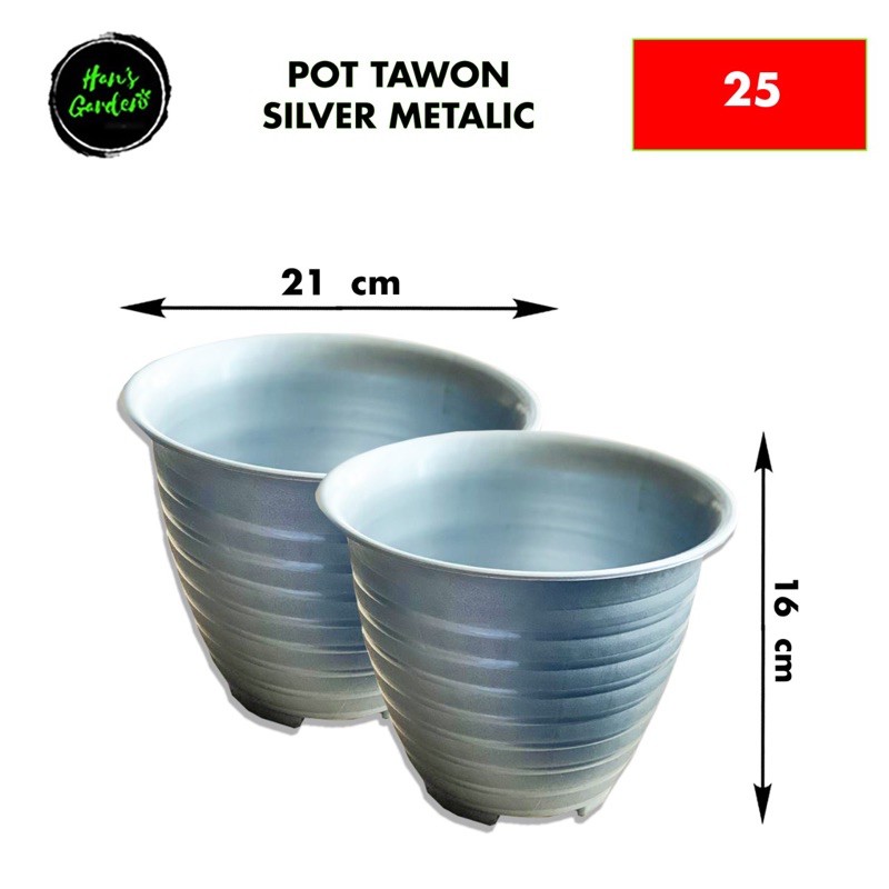 Pot tawon pot bunga silver ukuran 25