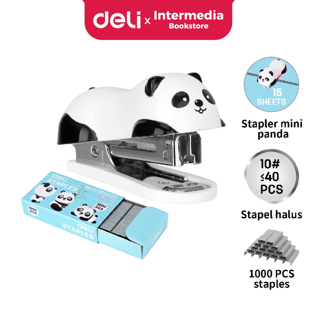 

Deli E0453 Hekter-Panda Mini Stapler #10 w/staples Black/white