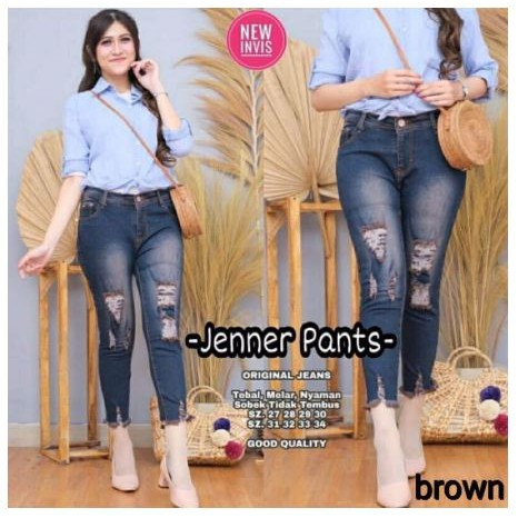 Jenner pants jeans 7/9 . jeans 7/9 melar tidak tembus . jeans sobek rawis murah Rekomendasi