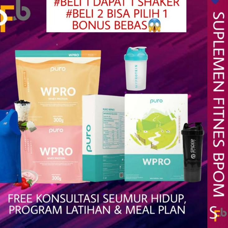 ֍ PURO WPRO WHEY W PRO PROTEIN 300 GRAM GR 10 SERVING SUSU PROTEIN GRASS FED PROTEIN GYM LOW FAT PUR