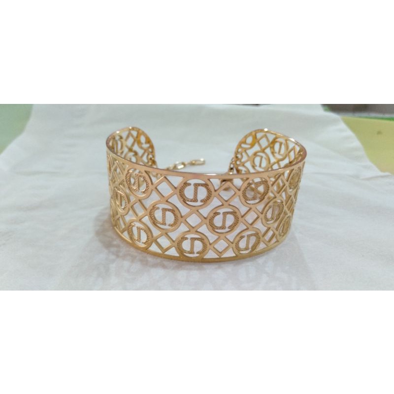 Gelang Titanium Asli Emas Wanita Rantai gold gelang plat besar lapis mas 18k