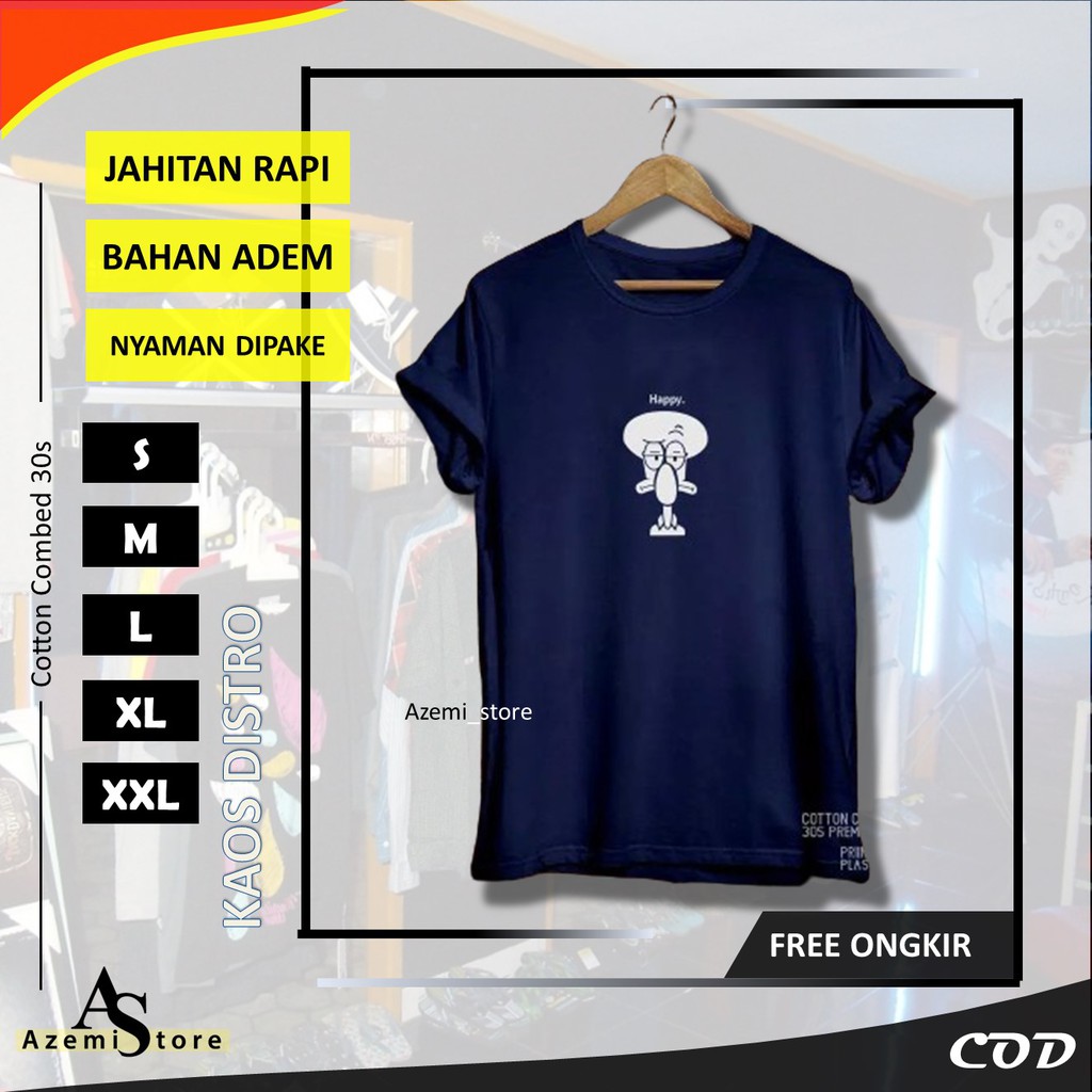 Kaos Pria Kaos Distro Baju Kaos Distro Cowok Pria Keren Distro Gambar Squidward Happy